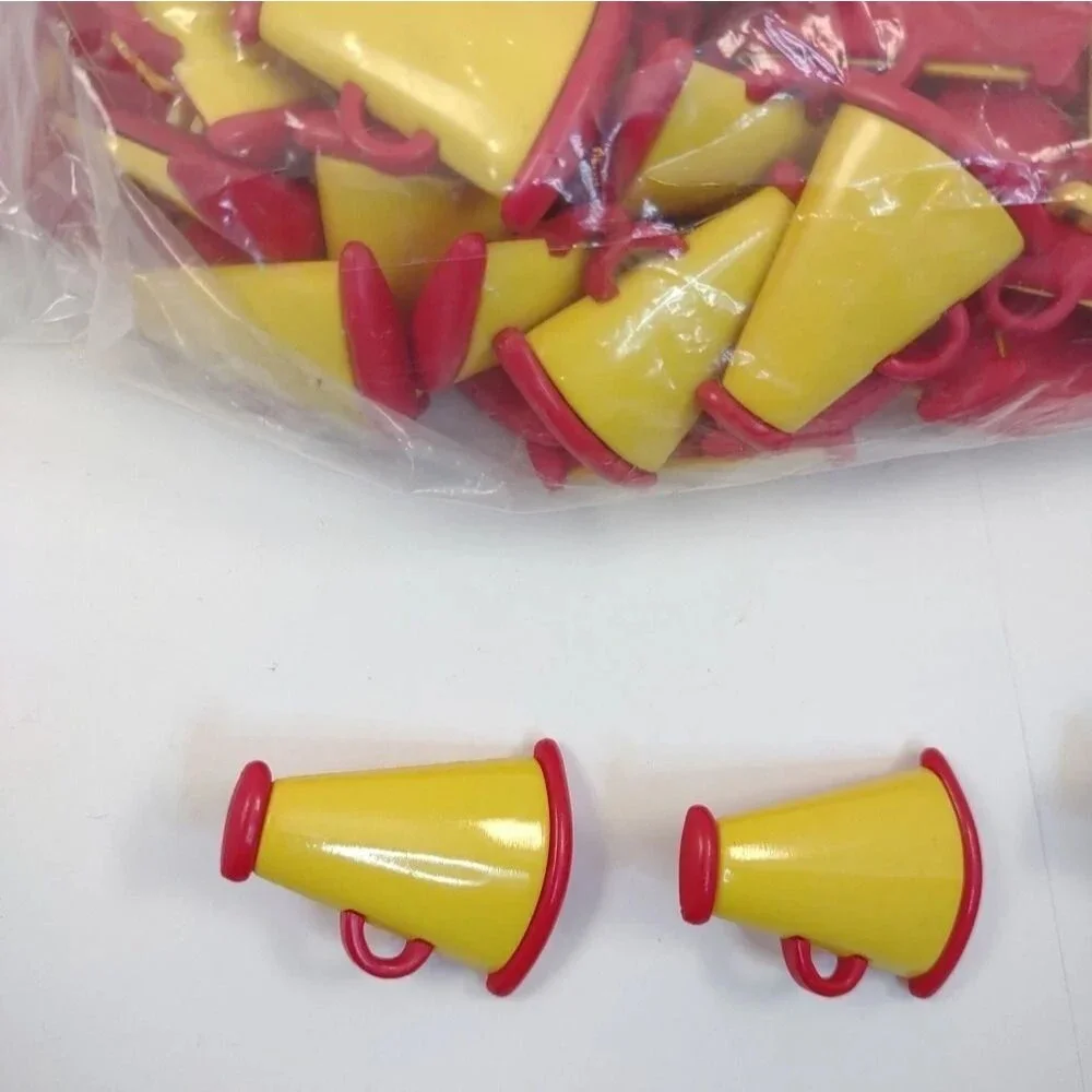 Megaphone Buttons lot of 104 Cupcake Decoration Crafts Yellow and Red